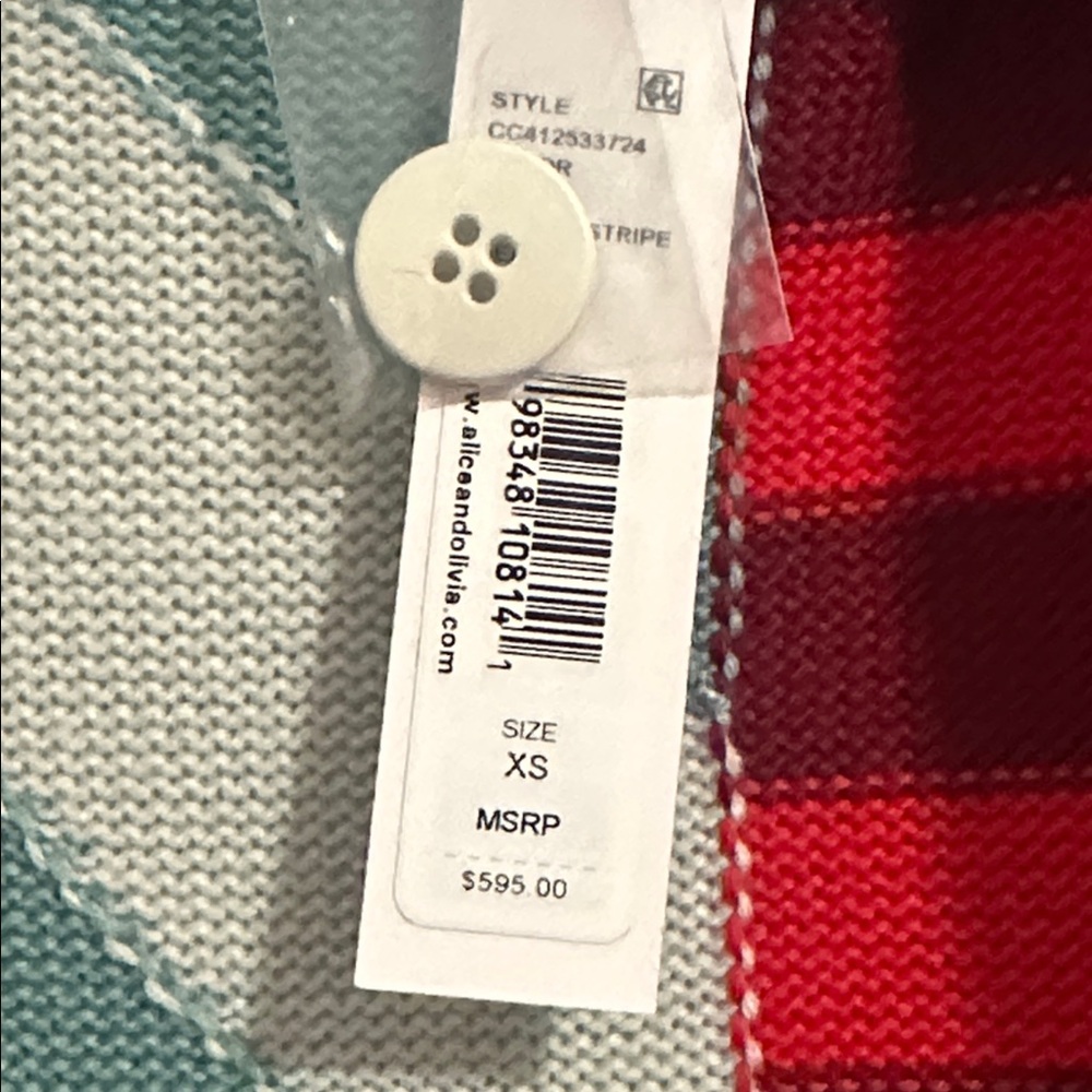 Alice + Olivia XS Women’s Bradford striped-intarsia wool cardigan - Picture 4 of 6